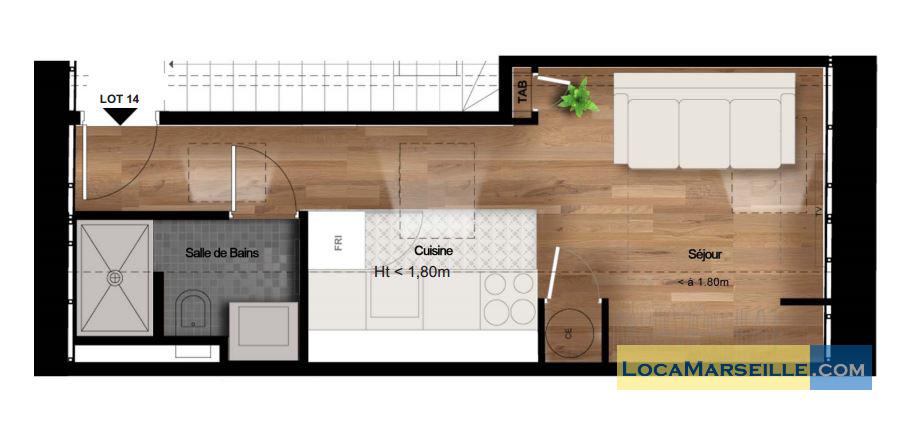 studio en location meuble  Marseille Castellane - Marseille 13005